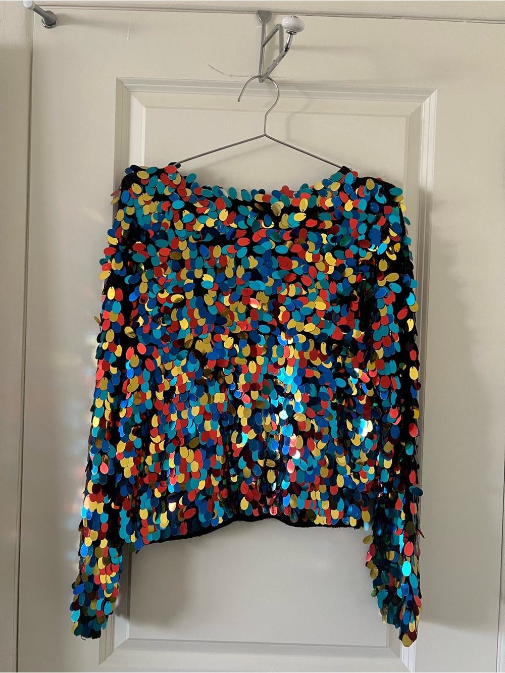 Vintage 80s Rainbow Multicolor Sequin Sweater Small